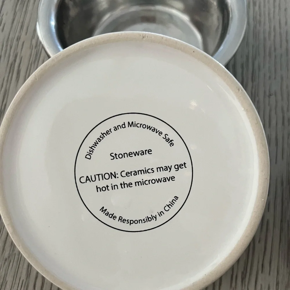 Stoneware Set of Four Pet Bowls with Fun Designs